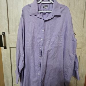 Van Heusen Purple Button-Up Shirt Big Fit Wrinkle Free - Size: L